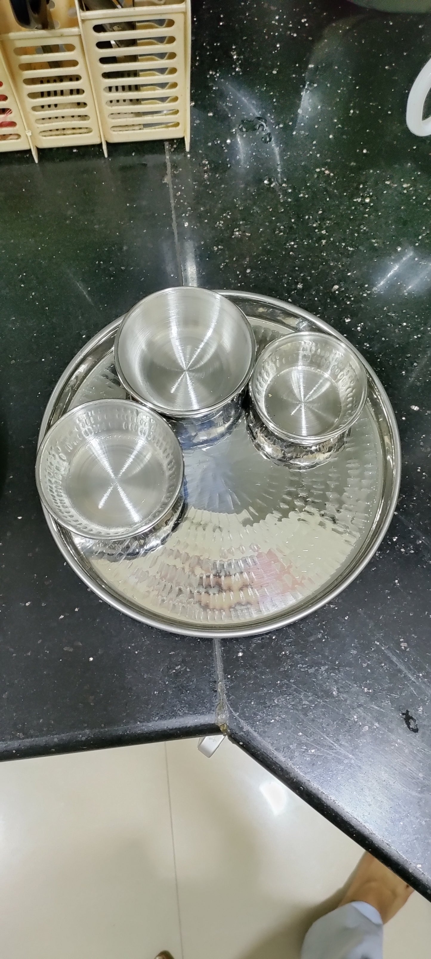 Thali set stainless steel Hanmered 3pcs 4pcs 5pcs set
