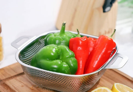 Multipurpose Stainless Steel Colander Rice Washing Baskets Strainer Drainer with Handle