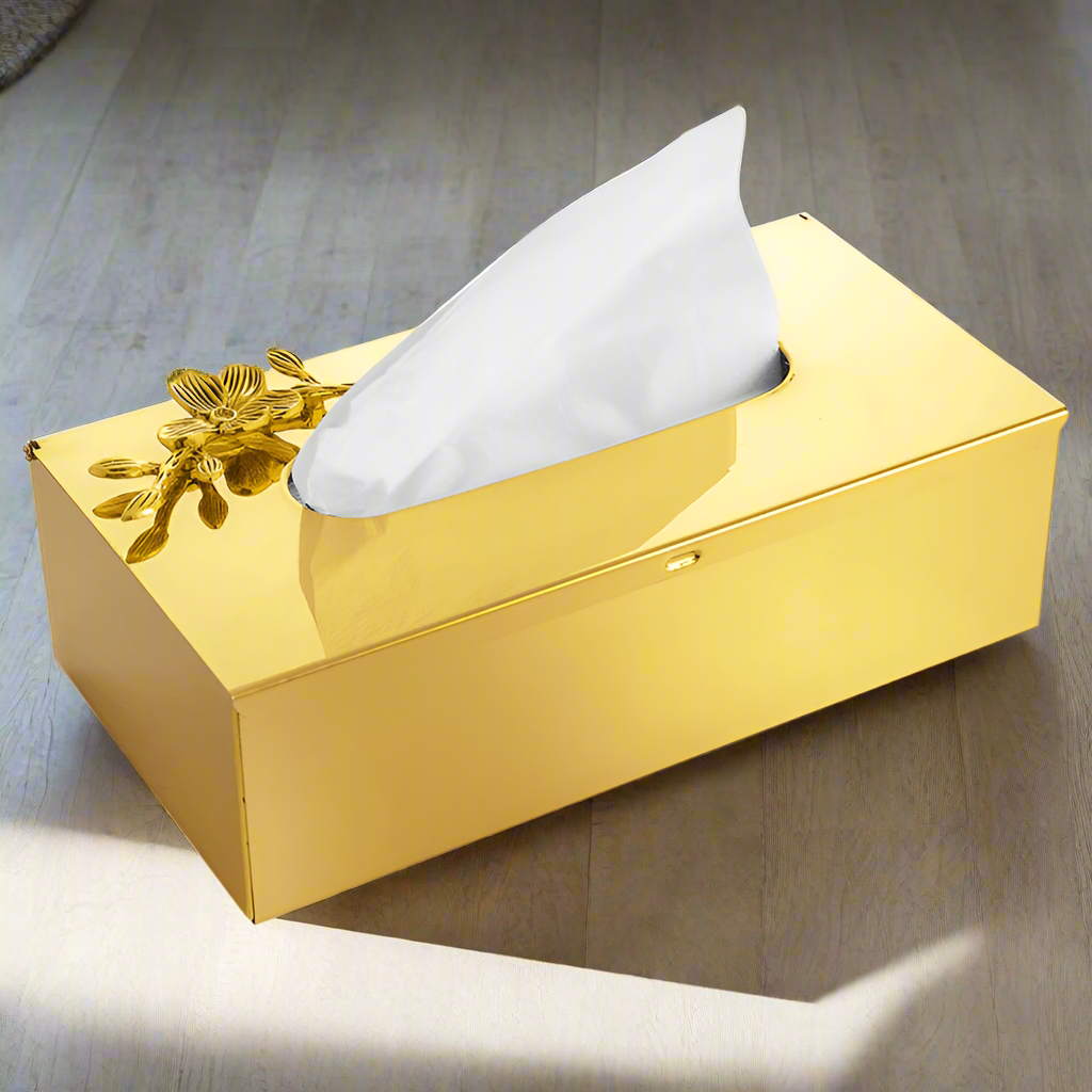 Golden fancy tissue box beautiful design