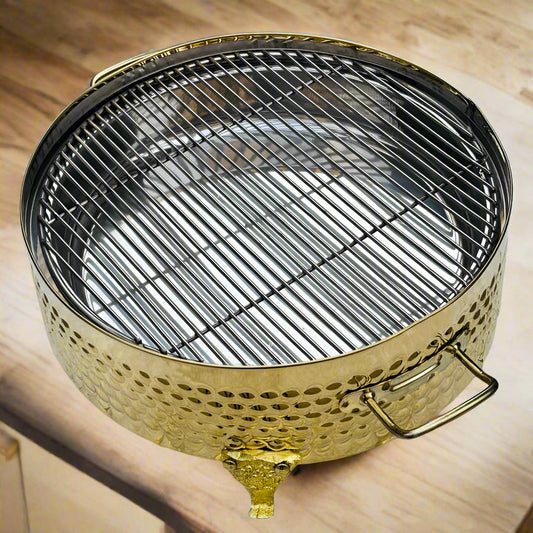 Stainless steel golden serving grill round beautiful