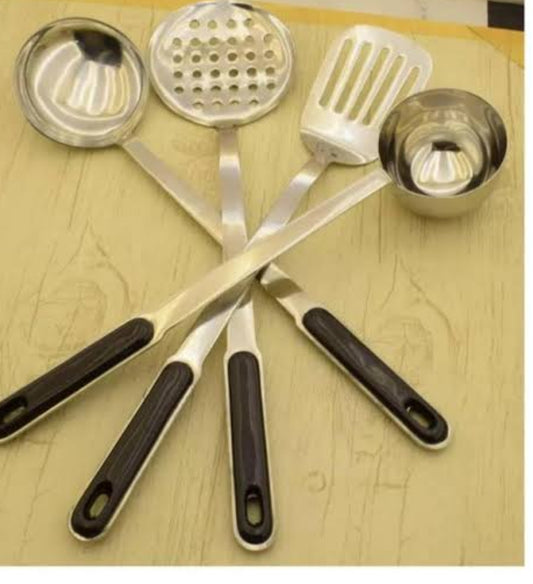 Heavy stainless steel cooking spoon set