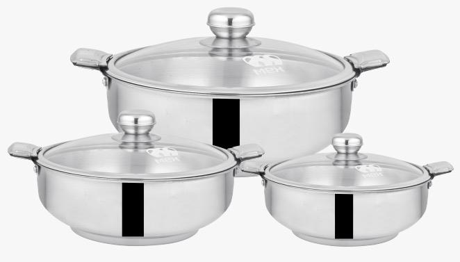 Stainless Steel Hotpot Lockable Glass Lid 3 single sizes