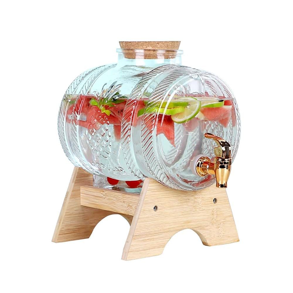 Barrel shape water dispenser with bamboo stand