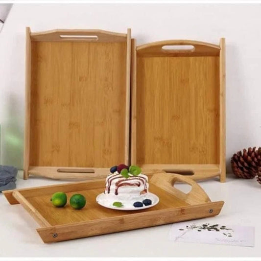 3 pcs Bamboo Wooden Tray Set