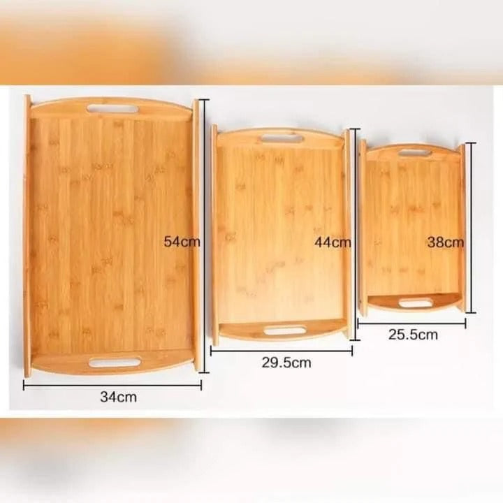 3 pcs Bamboo Wooden Tray Set