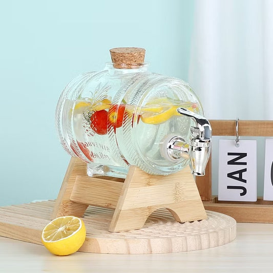 Barrel shape water dispenser with bamboo stand
