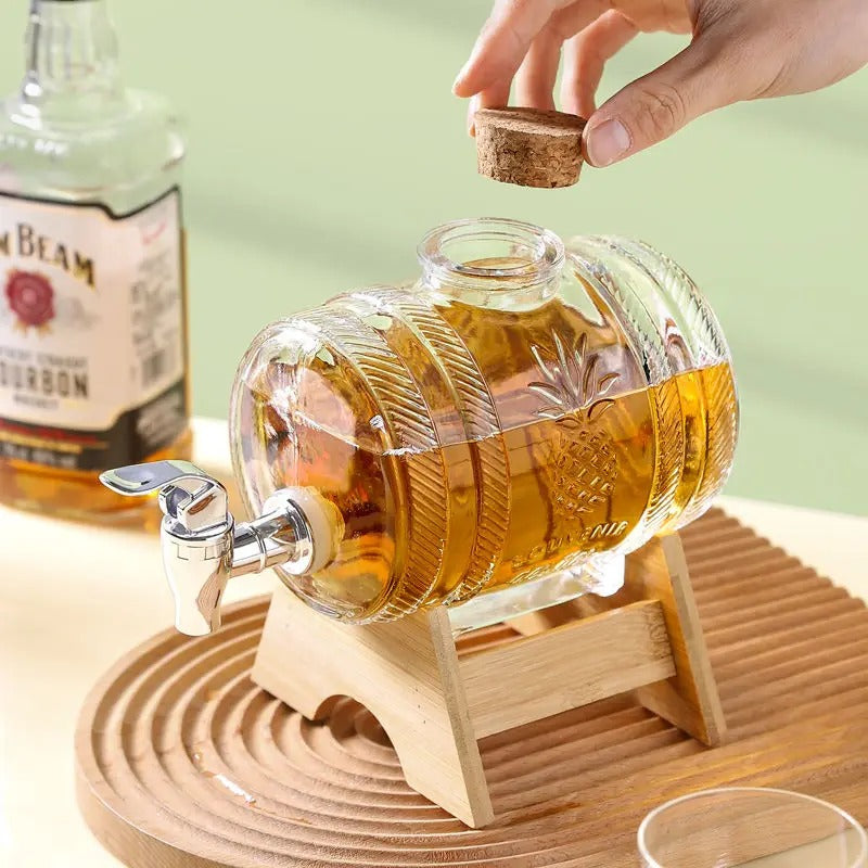Barrel shape water dispenser with bamboo stand
