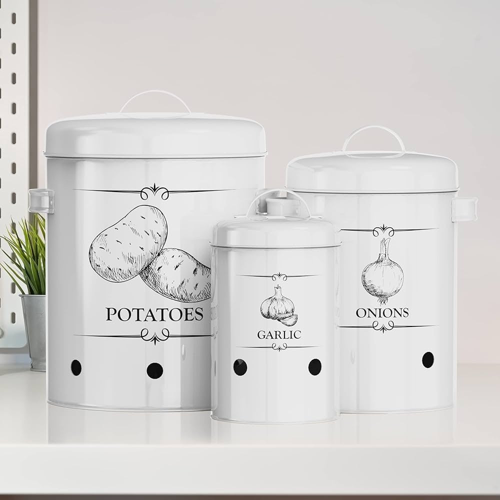 3 pcs set Potato Storage, Onion & Garlic Bin