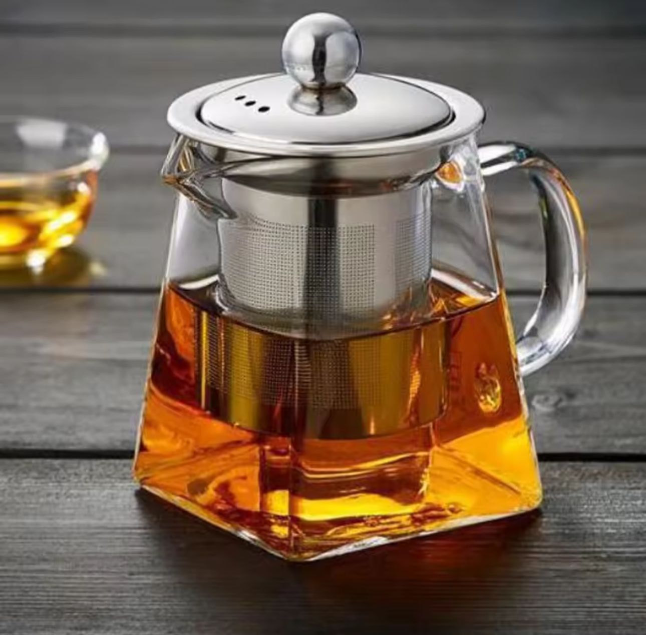 Clear Square Glass Teapot with Infuser