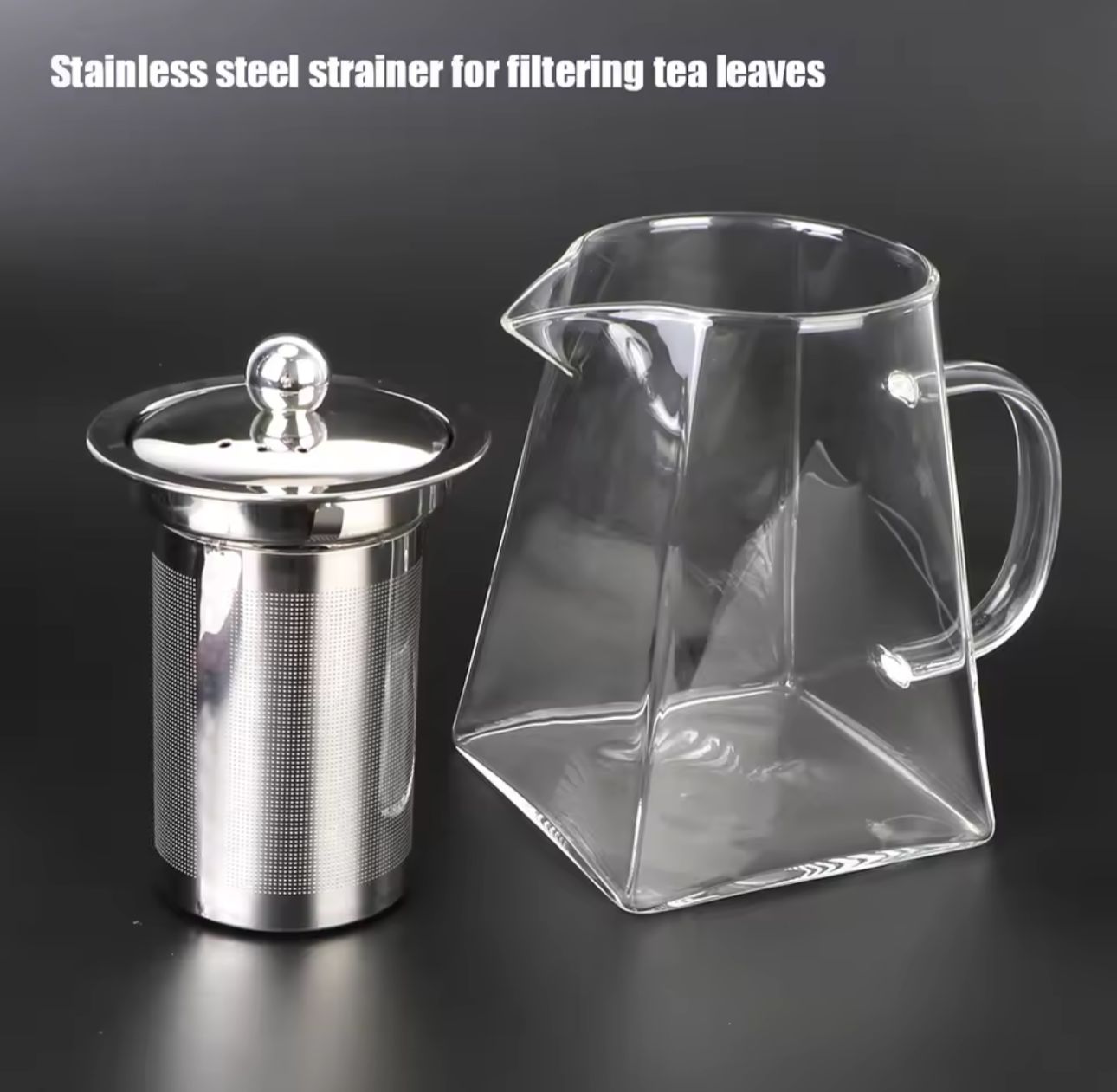 Clear Square Glass Teapot with Infuser