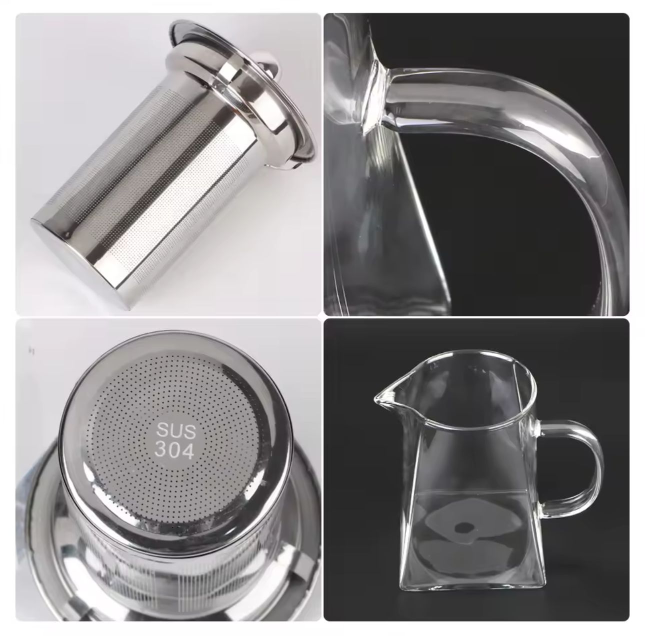 Clear Square Glass Teapot with Infuser