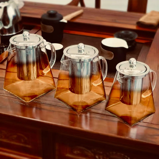 Clear Square Glass Teapot with Infuser