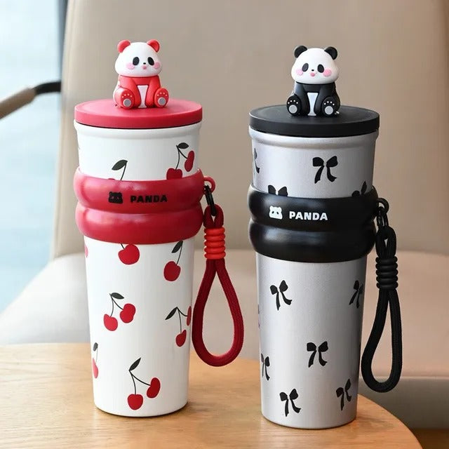 Stainless Steel Vacuum Cup with Good Looking Rope Handle with Straw