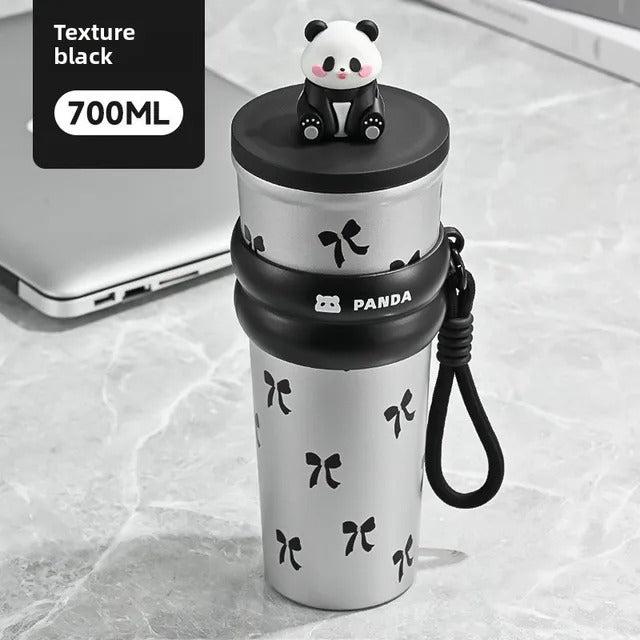 Stainless Steel Vacuum Cup with Good Looking Rope Handle with Straw