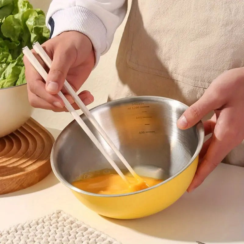 3pc set Stainless Steel yellow measuring Mixing Bowls