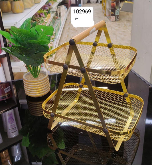 2 Tier Golden Fruit Basket
