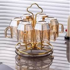 Luxury Golden Rotating Glass Mug Stand