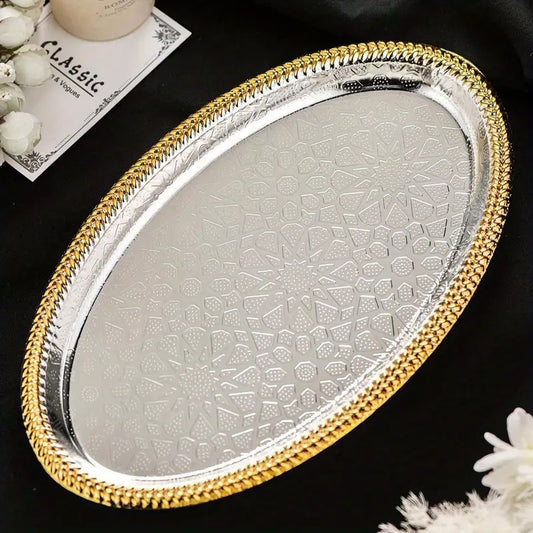 Stainless Steel Decorative Tray – Elegant Golden Polished Serving Platter