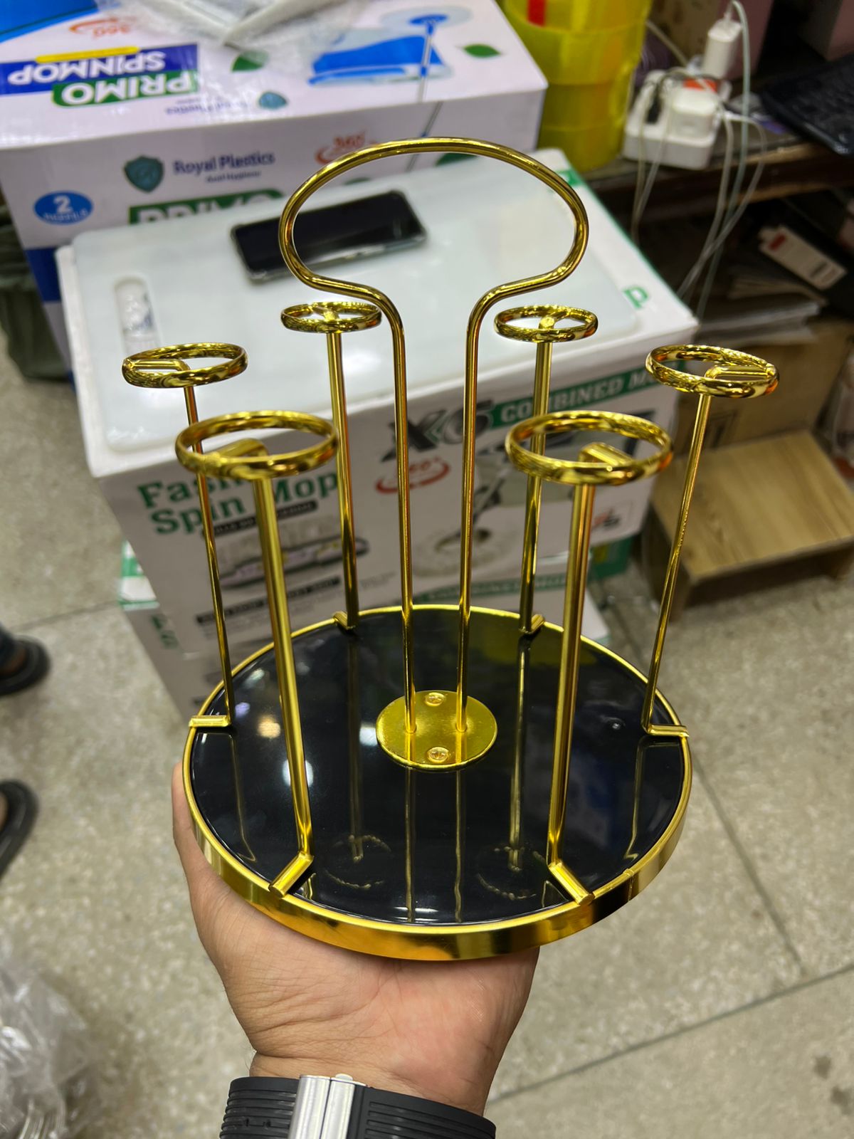 Glass Holder Rotating Golden Luxury