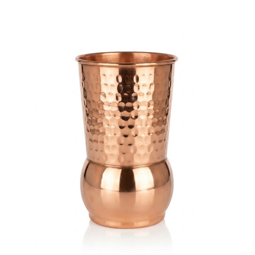 Hammered Pure Copper Glass – Mughlai Style Copper Tumbler with Round Base