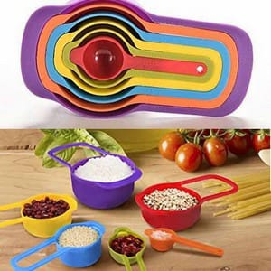 6-piece plastic measuring cup and spoon set