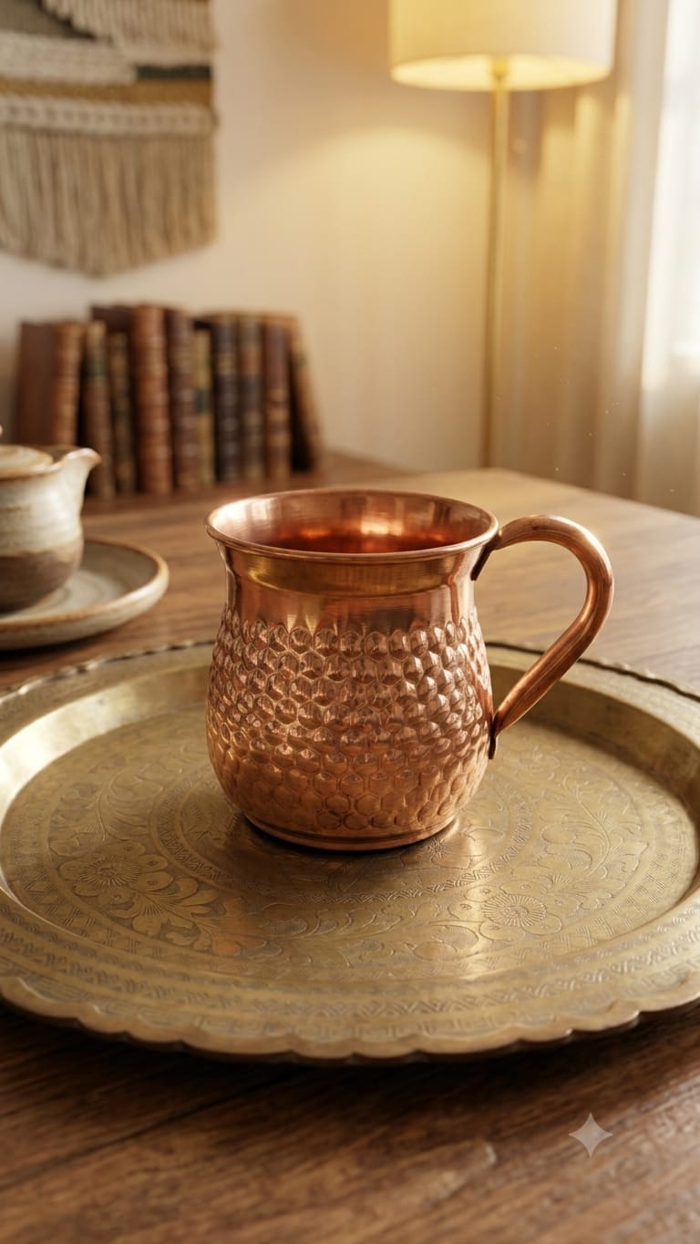 pure copper hammered design mug