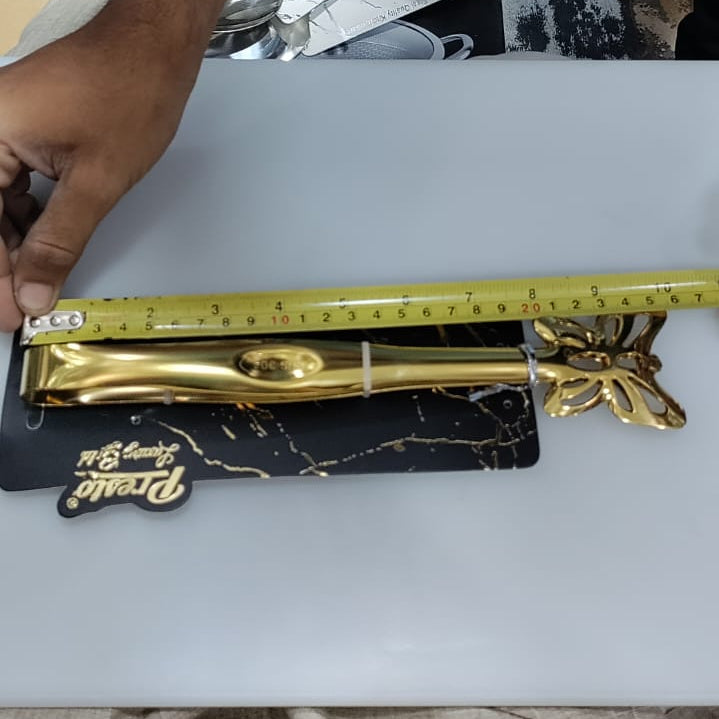 9 inch Tong Golden Colour Stainless steel heavy Serving chimta beautiful luxury