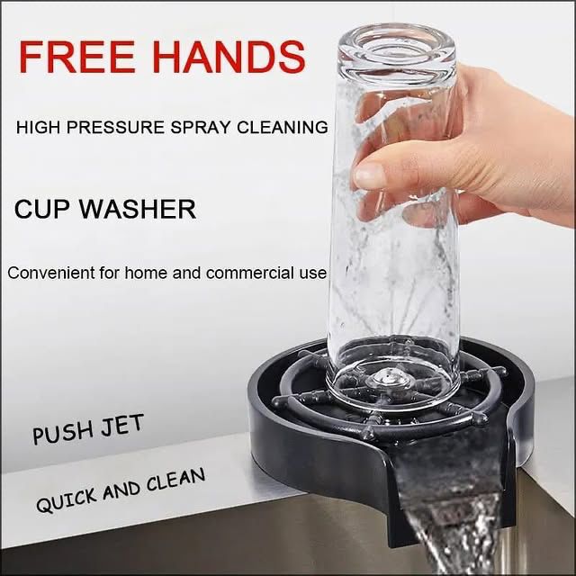 Automatic Cup Washer , Kitchen Sink | Glass Rinser | Faucet Attachment for Kitchen Sink | Sink Glass Washer Bottle Rinser for Kitchen Bar | Quick Rinser :