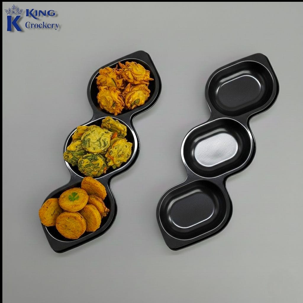Malamine black Appetizer 3,4,and single portion tray