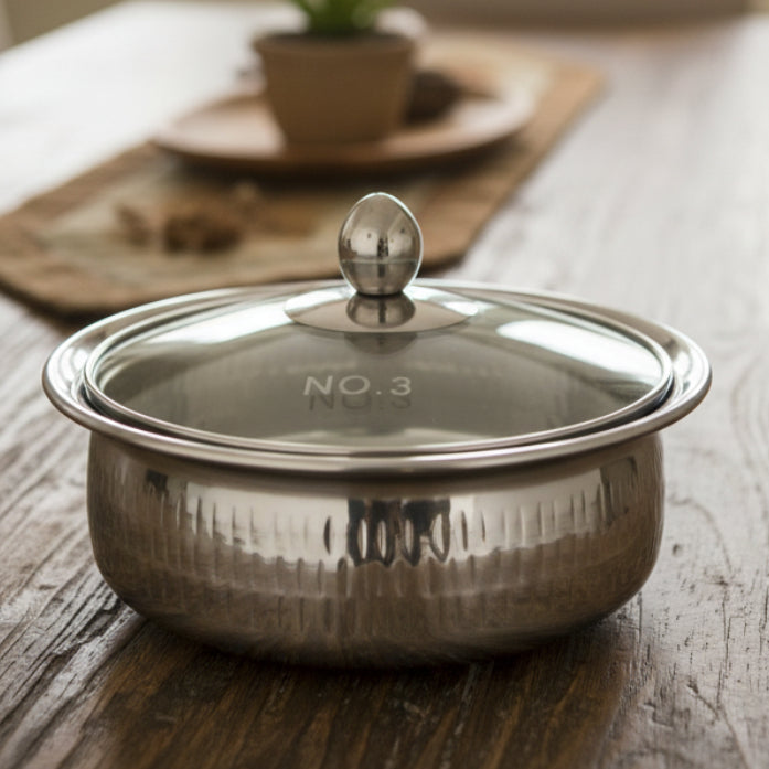 Hshome.pk steel serving handi dish hammered mathar handi commercial and home serving platter hotelware restaurants serving dish heavy quality distributor wholesaler importer mega discount sale offer Pakistan Punjab Sindh Lahore karachi quetta pindi islamabad Daraz.pk