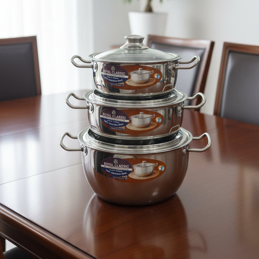 stainless steel donga serving bowl with glass lid steel crockery steel bartan wholesale bartan indian crockery karachi pakistan punjab islamabad lahore multan faisalabad daraz.pk best wholesale bartan in pakistan hshome.pk