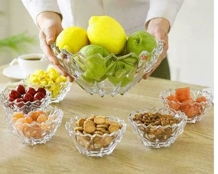 Delisoga 7 piece Bowls Set Fruit Trifle Crystal Cut Set Bowl Dessert best quality products gift