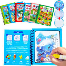 Reusable Magic Water Quick Dry Book Water Coloring Book Doodle with Magic Pen Painting Board for Children Education Drawing Pad