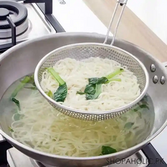 Stainless steel stainer with wooden handle