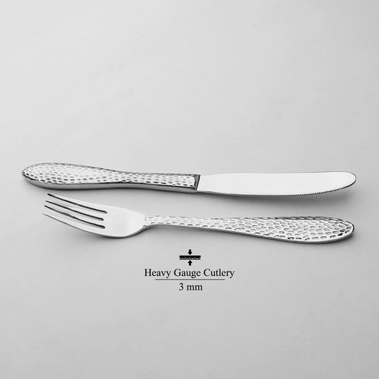 Food Grade Sus304 FORK KNIFE SET 11 gage cutlery heavy hammered Premium