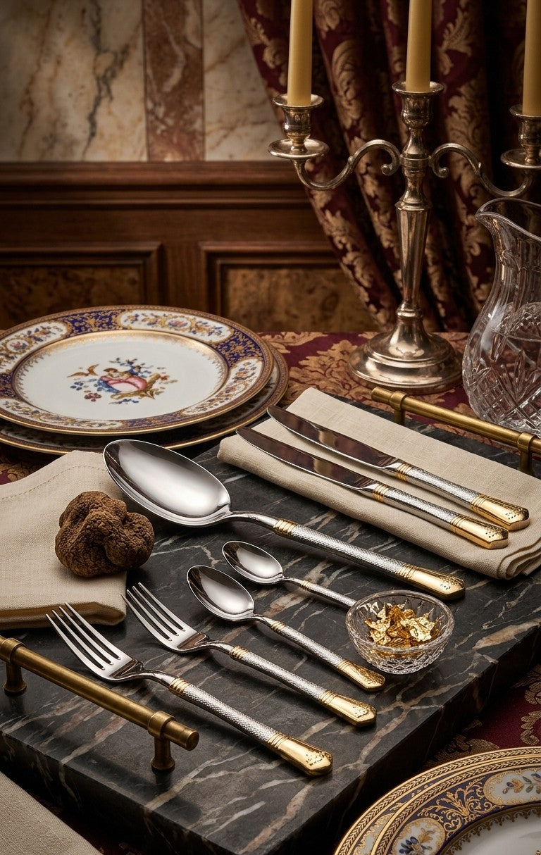 Full Heavy silver golden cutlery sets