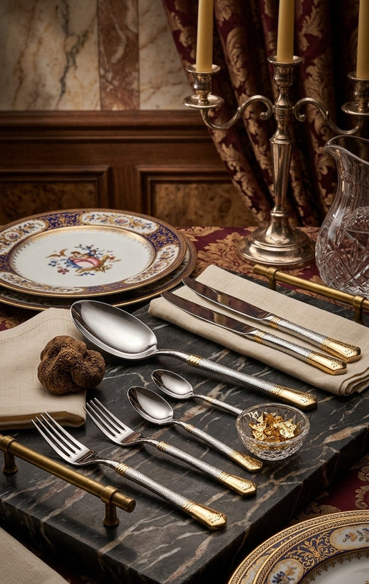 Full Heavy silver golden cutlery sets