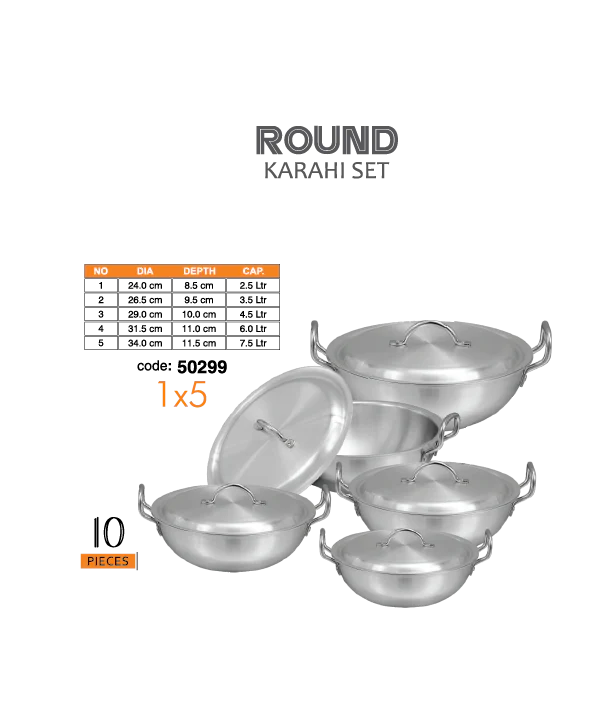 Sonex Stainless STEEL Round Karahi set