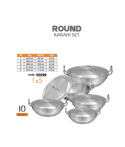 Sonex Stainless STEEL Round Karahi set