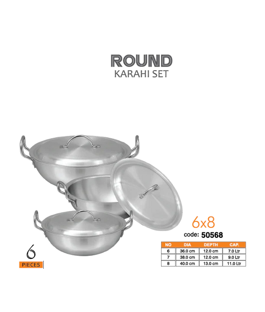Sonex Stainless STEEL Round Karahi set