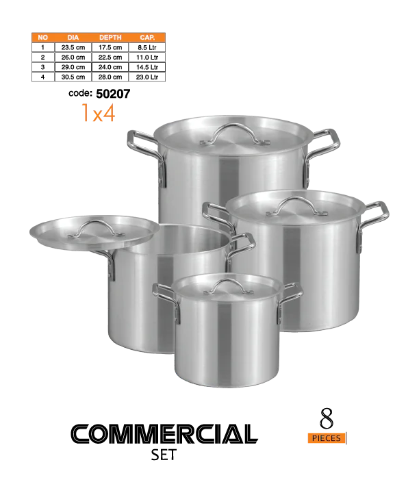 Sonex Metal Finish Cookware Commercial 8pcs Set
