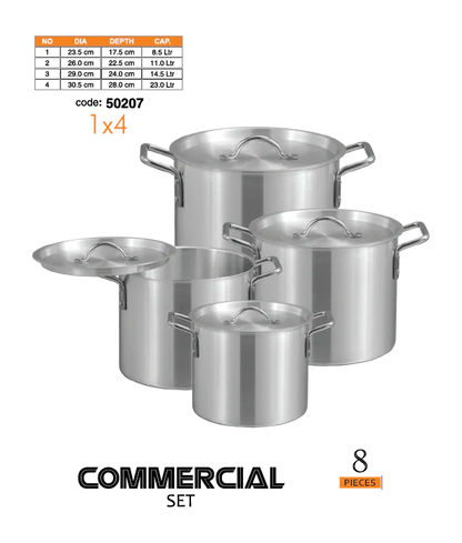 Sonex Metal Finish Cookware Commercial 8pcs Set