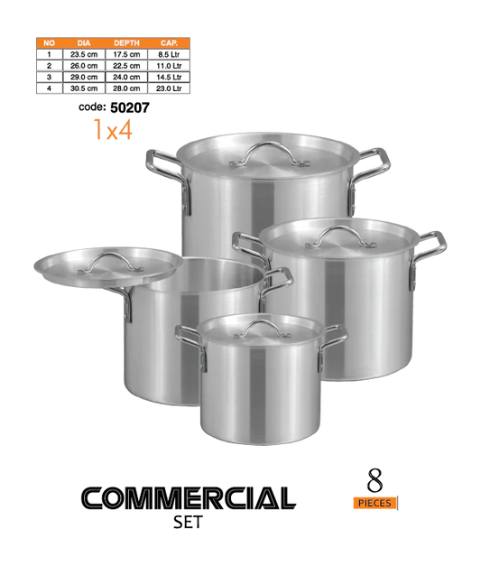 Sonex Metal Finish Cookware Commercial 8pcs Set