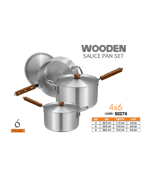 Sonex Stainless Steel Sauce Pot Set (wooden handle)