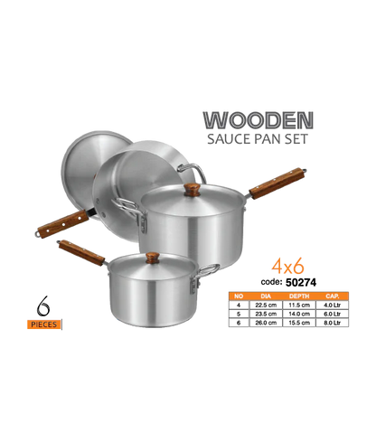 Sonex Stainless Steel Sauce Pot Set (wooden handle)