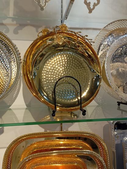 12 Gold Plated Round Cake Serving Plate