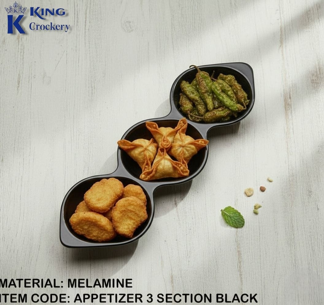 Malamine  black Appetizer 3,4,and single portion tray