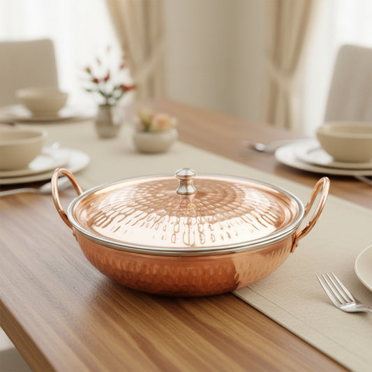 hshome.pk Serving Pure Copper KARAHI inside stainless steel