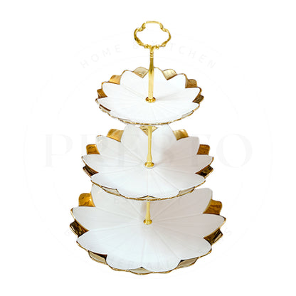 3 tier cake set ceramic golden stand best quality