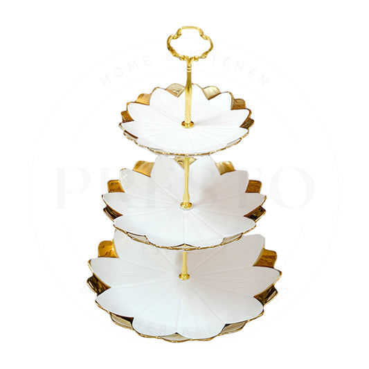 3 tier cake set ceramic golden stand best quality